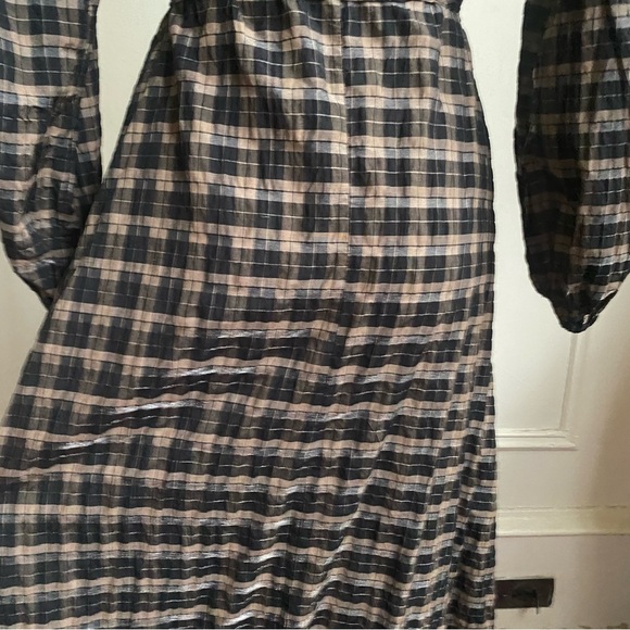 Ganni Brown Seersucker Wrap Dress - Picture 11 of 14